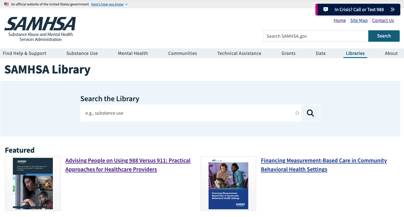 Screenshot of SAMHSA - Gallery of Hope